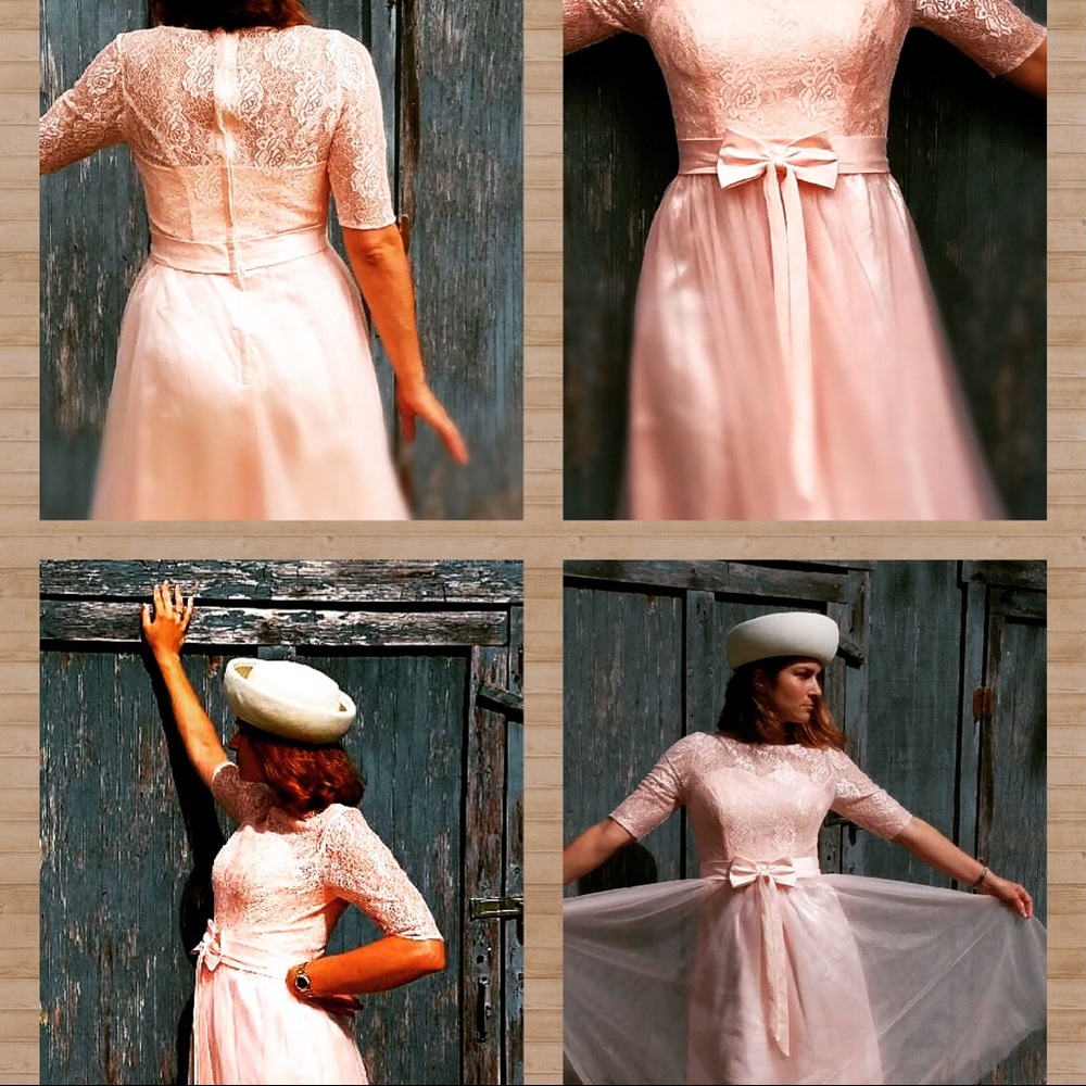 Light pink lace top dress